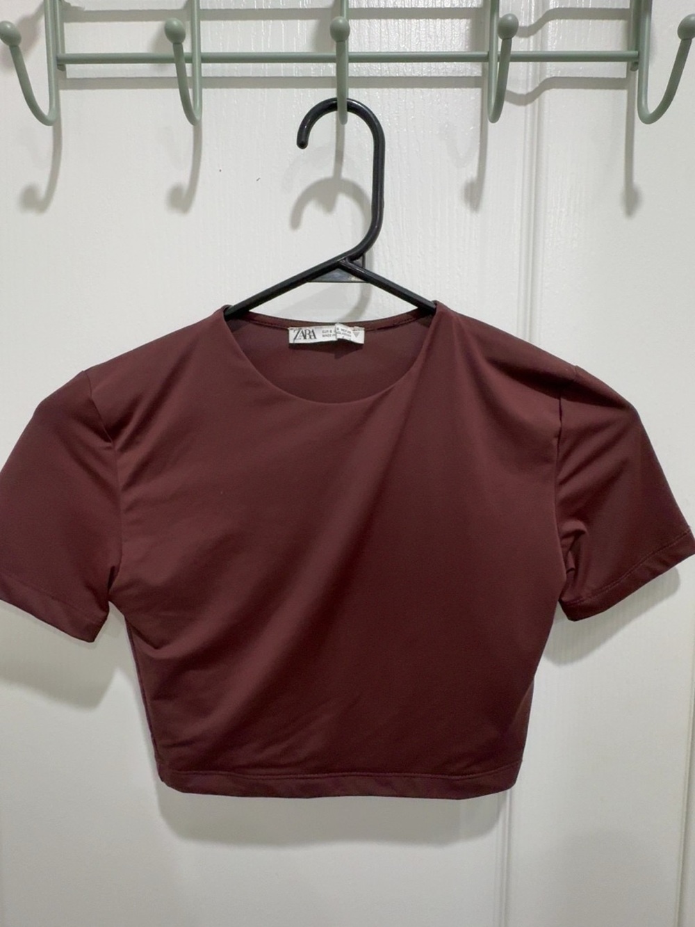 Zara Wine Short Sleeve Cropped Tee